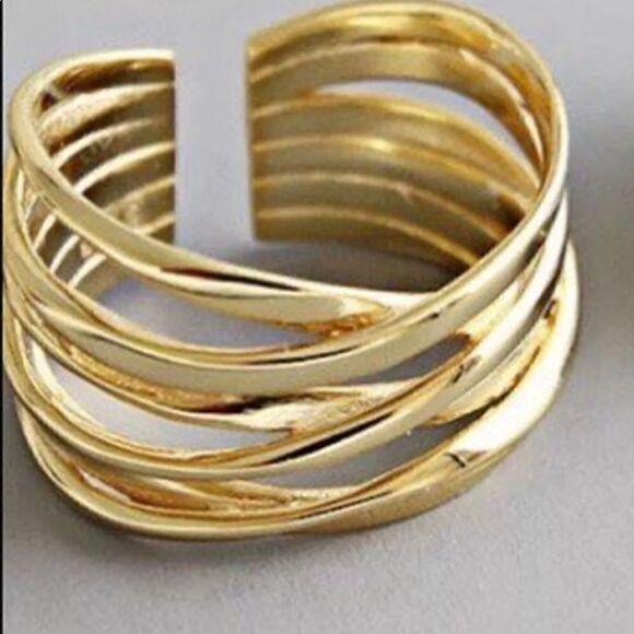 925 Sterling Silver with 18k Gold MINIMALIST OS Ring - Picture 1 of 8